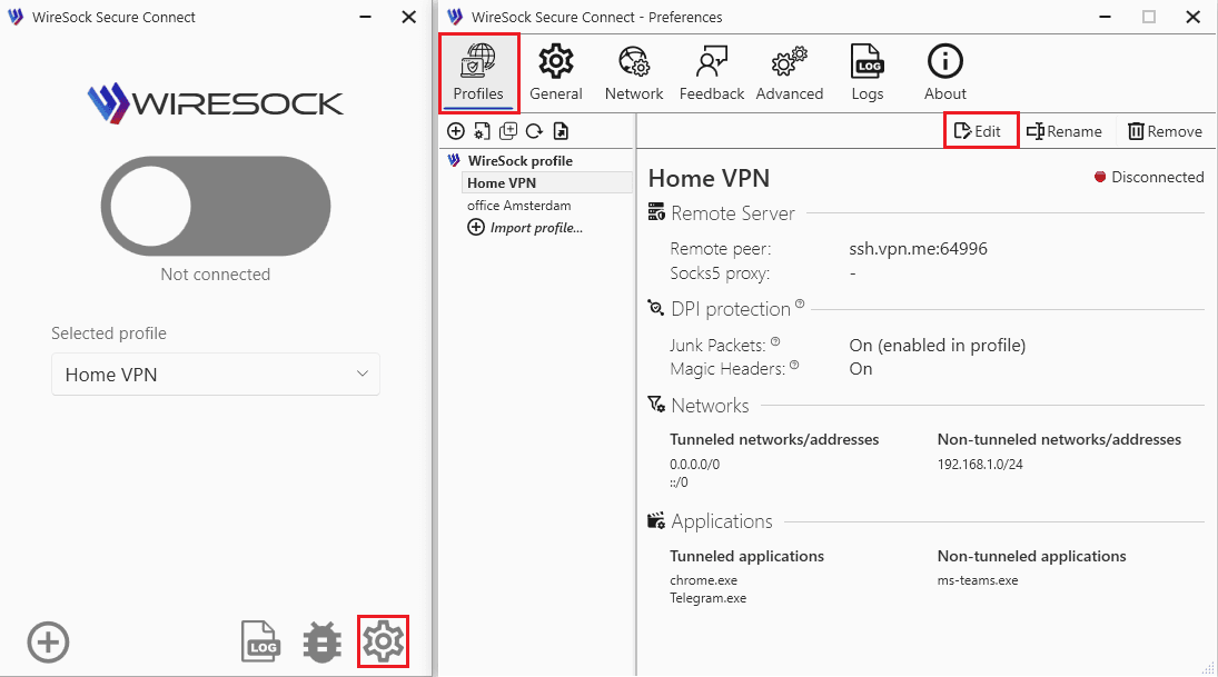 Wiresock edit vpn config