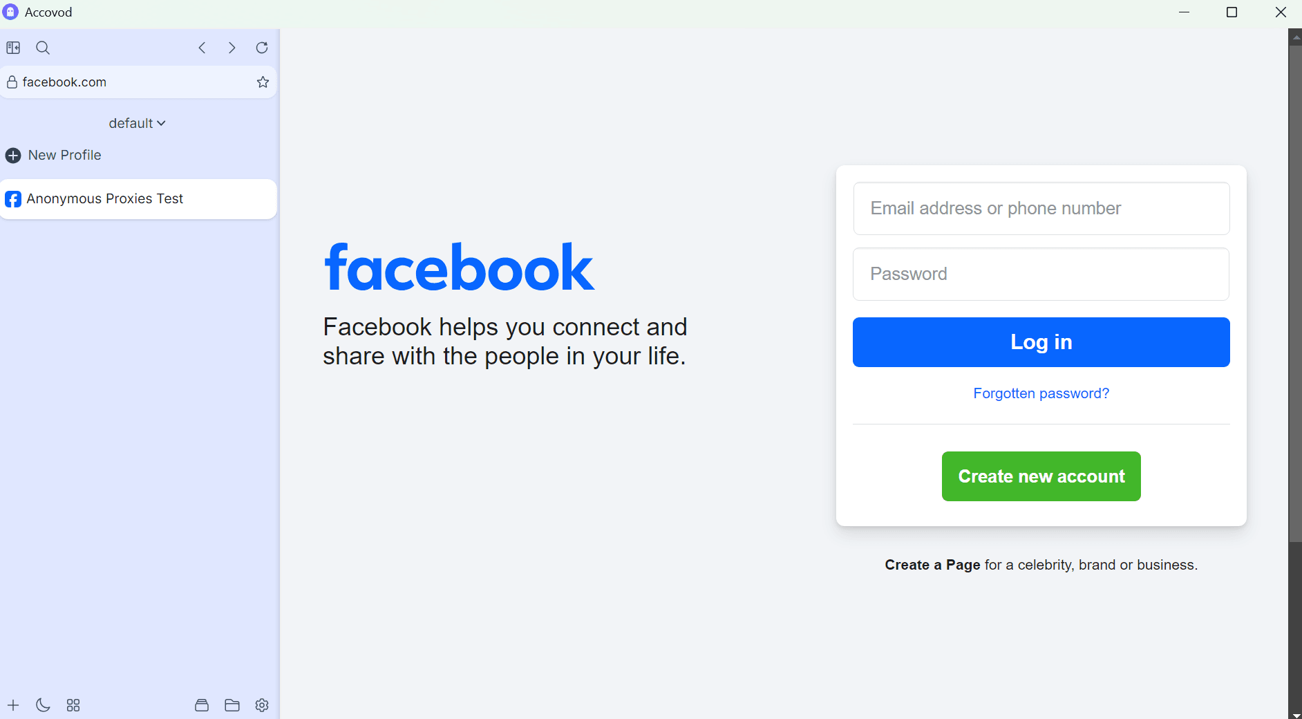 Accovod Profile Running On Facebook