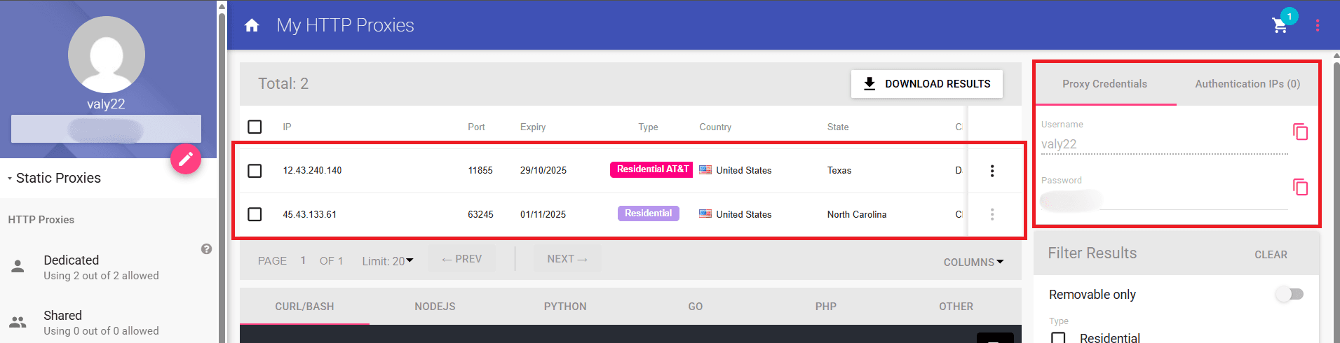 Anonymous Proxies: IP, Port, And Credentials