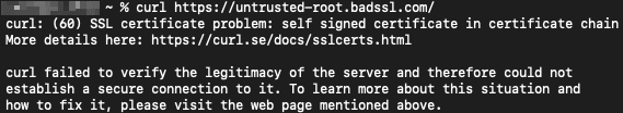 cURL self-signed certificate chain error