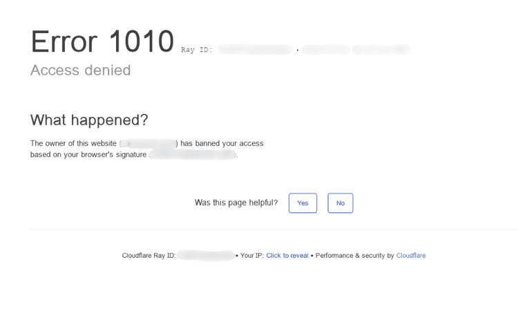 cloudfare error 1010