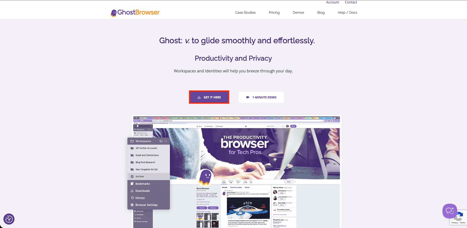 Ghost Browser download page 