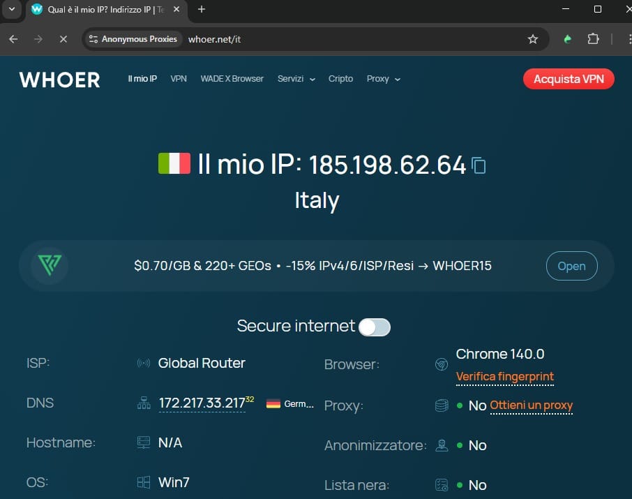 Check proxy's IP in Lalicat browser