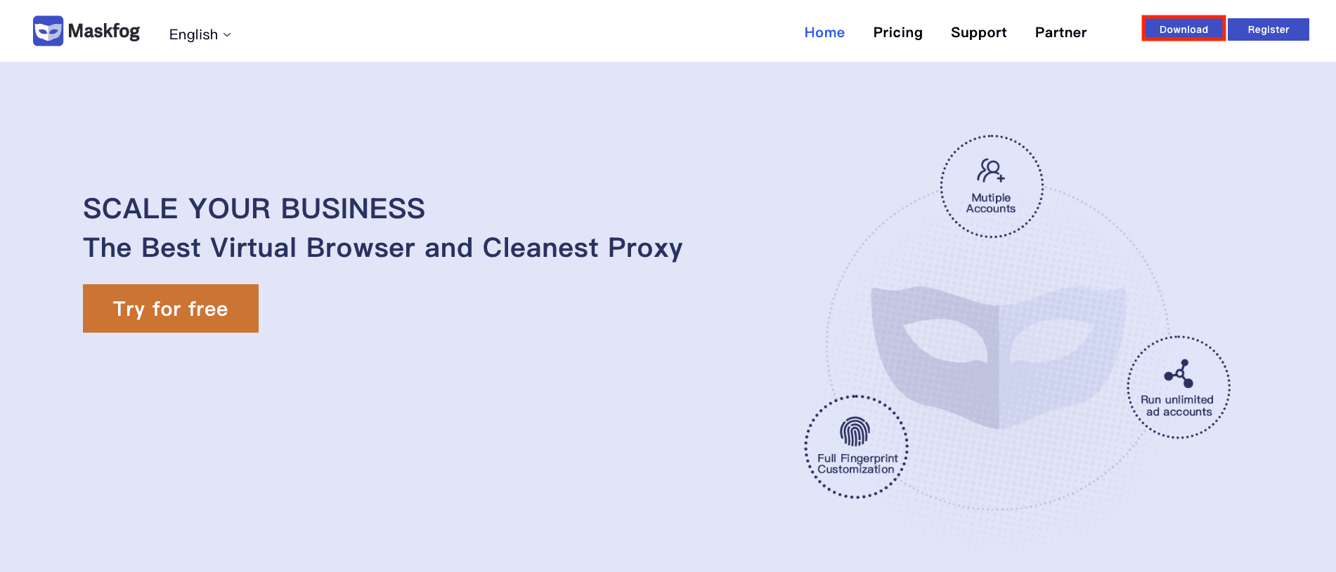 Download Maskfog browser from the official website