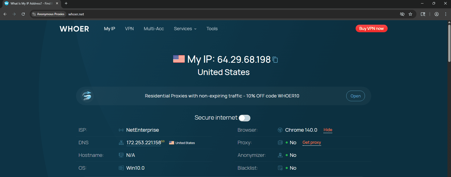 Test profile connection