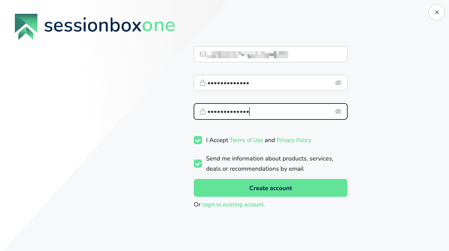 Create a SessionBox account