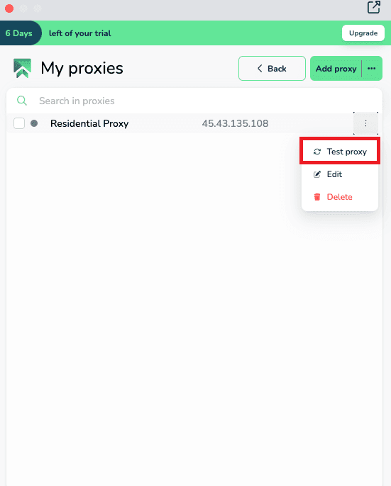 Test proxy connection