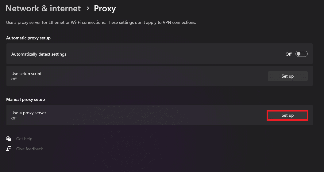 Set up proxy server.