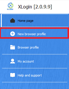 Xlogin New Browser Profile Screen.