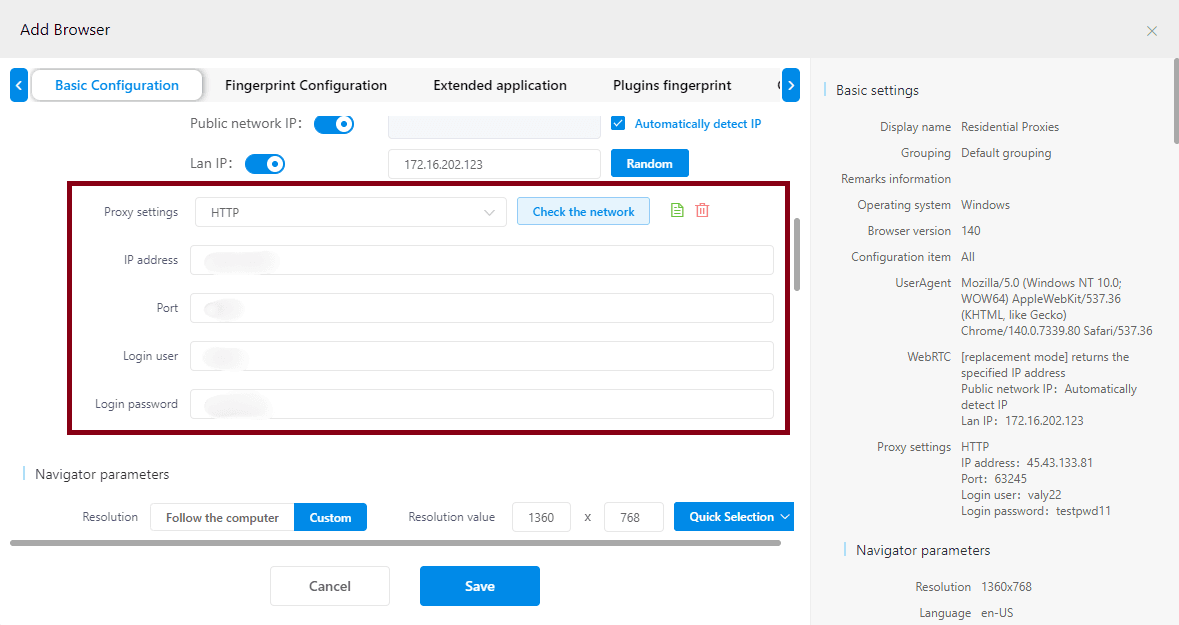 Input proxy's details in required fields.