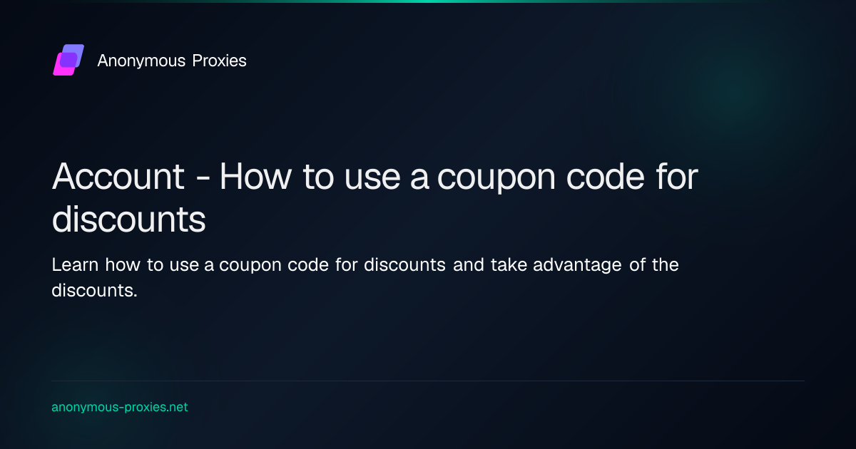 Account - How to use a coupon code for discounts